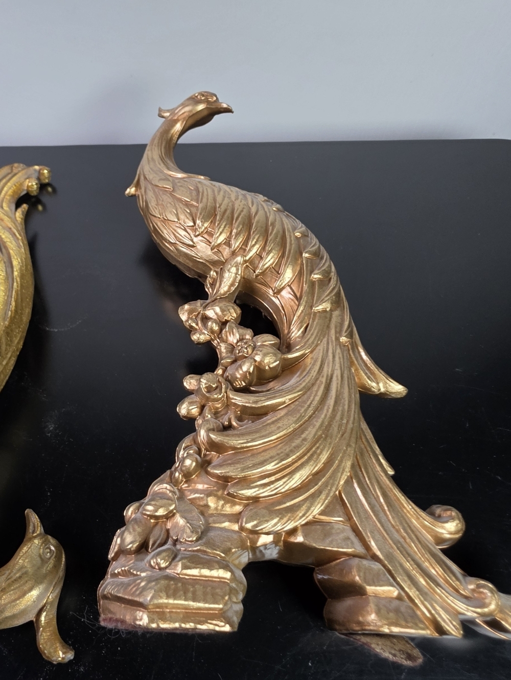 Gold Peacock Sculpture Pair - Elegant Home Art Décor By Syroco - Picture 13 of 13